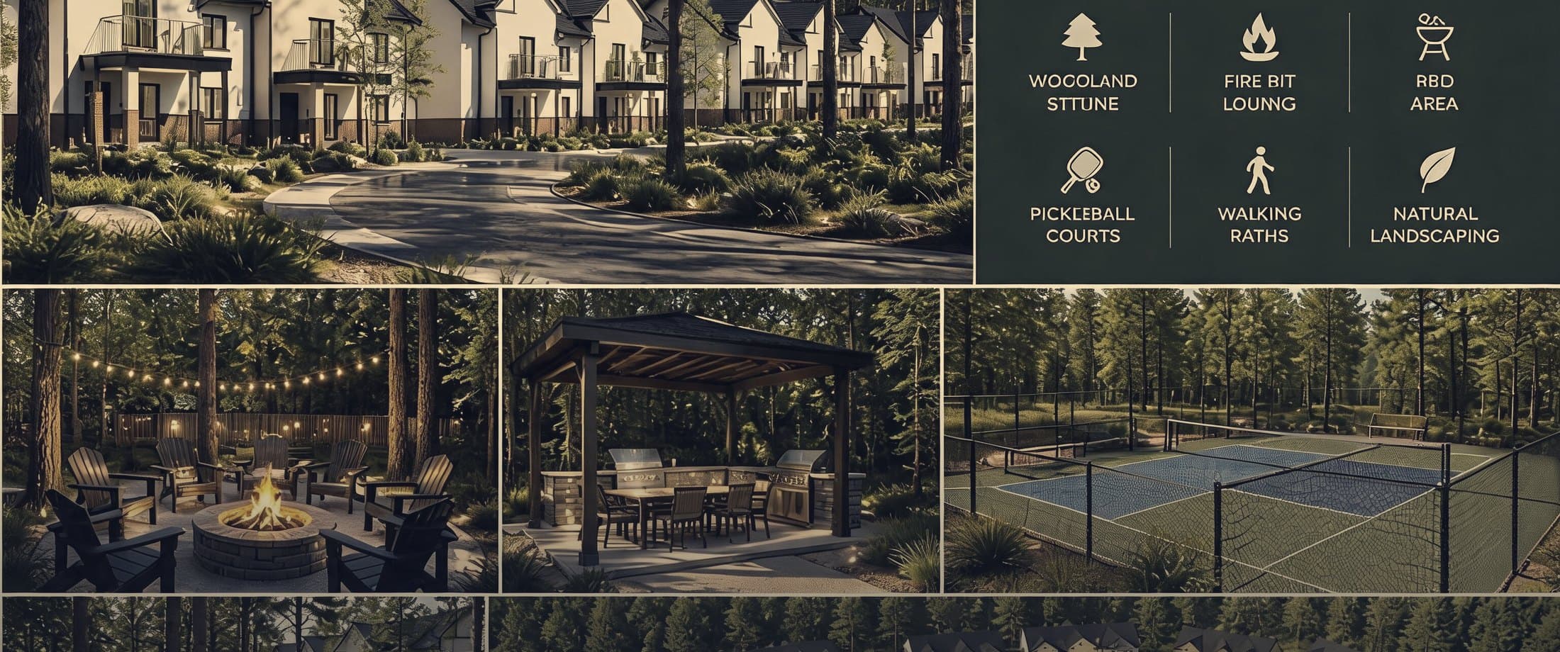 Twilight-fade marketing panorama for Tillson Woods.