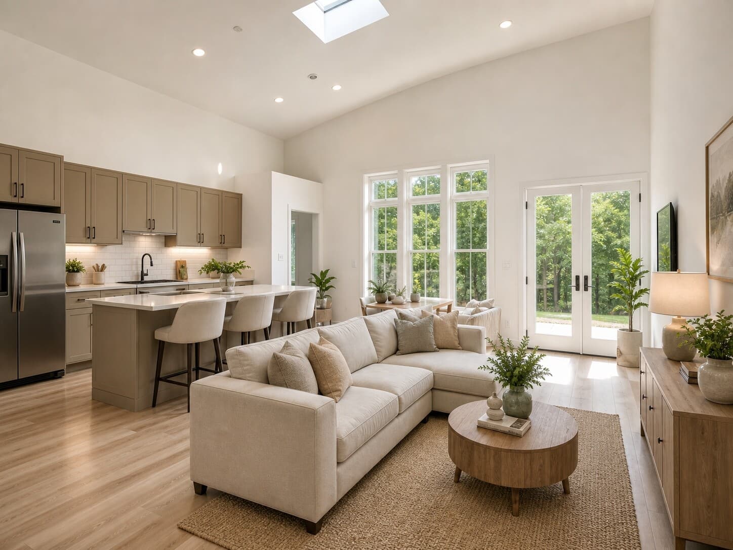 Bright open living and kitchen concept for Tillson Woods.